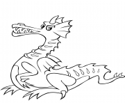 Printable cartoon dragon easy kids coloring pages